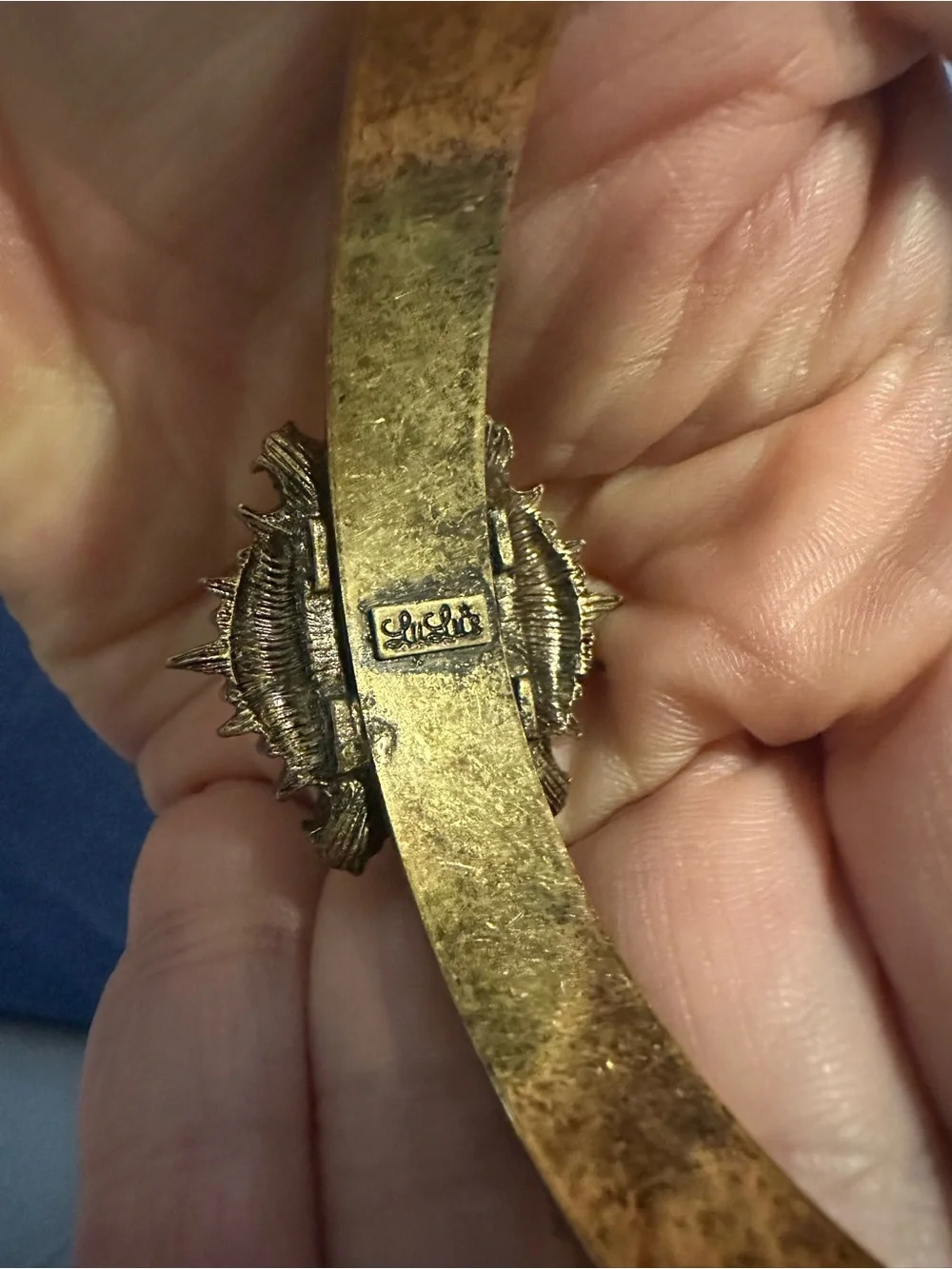 Vintage Lili Stone Cuff Bracelet, missing small stones
